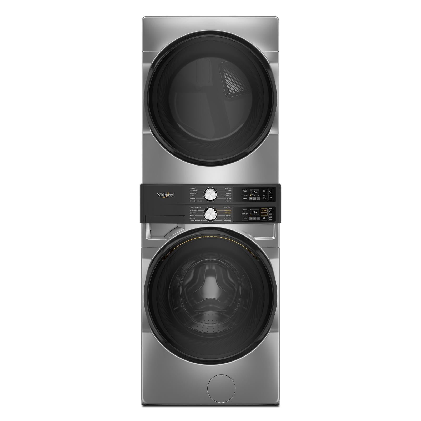 YWEF5727TR-1.jpg Whirlpool - 5.2 cu. Ft Washer and 7.4 cu. Ft Vented Electric Dryer WashTower in Silver - YWEF5727TR - Image 1
